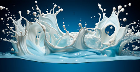 Splashes of milk, fresh cow white milk AI generated imageの写真素材