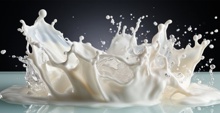 Splashes of milk, fresh cow white milk AI generated imageの写真素材