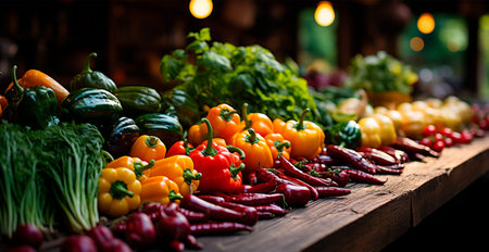 Vegetable counter in a store or market, fresh eco products, health care AI generated image