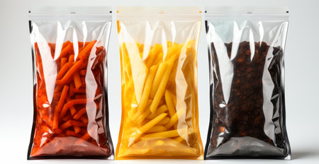 Zip packaging, standard for packaging goods, preserving the freshness of products AI generated imageの写真素材