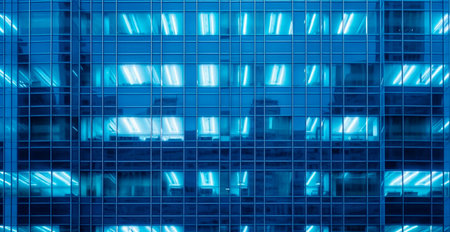 Financial district, business skyscraper, panoramic glass texture AI generated image