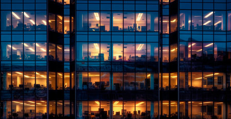 Financial district, business skyscraper, panoramic glass texture AI generated image
