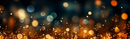 Bright festive bokeh, panoramic background AI generated image