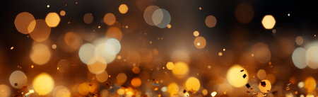 Bright festive bokeh, panoramic background AI generated imageの写真素材