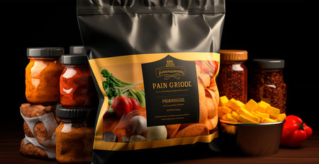 Packaging of various food, eco products AI generated imageの写真素材