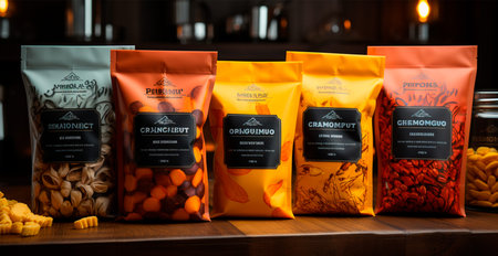 Packaging of various food, eco products AI generated image