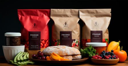 Packaging of various food, eco products AI generated imageの写真素材