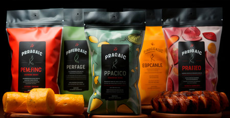 Packaging of various food, eco products AI generated imageの写真素材