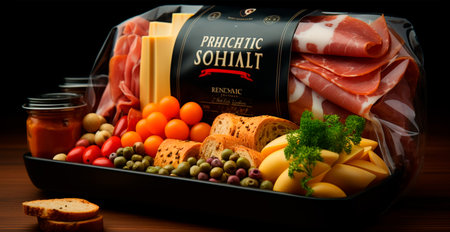 Packaging of various food, eco products AI generated image
