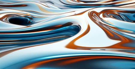 Liquid flowing molten metal, texture background AI generated image