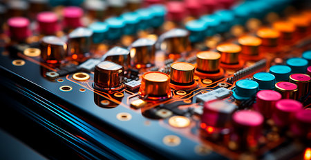 Electrical wires, engineering communications, network connections AI generated imageの写真素材