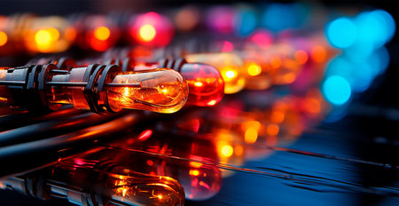 Small bright light bulbs, micro diodes AI generated image