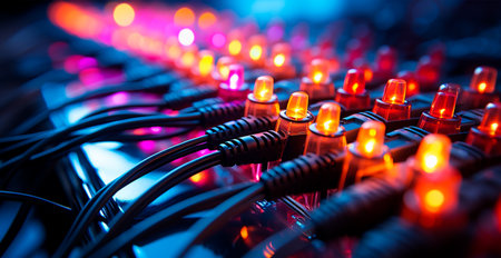 Small bright light bulbs, micro diodes AI generated imageの写真素材