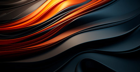 Black and orange abstract background wavy lines AI generated image