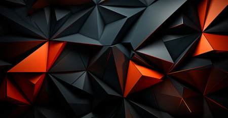 Black and orange abstract geometric lines background AI generated imageの写真素材