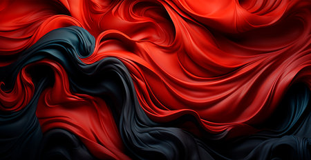 Black-red abstract background wavy lines AI generated imageの写真素材