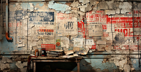 Torn old newspaper background AI generated imageの写真素材