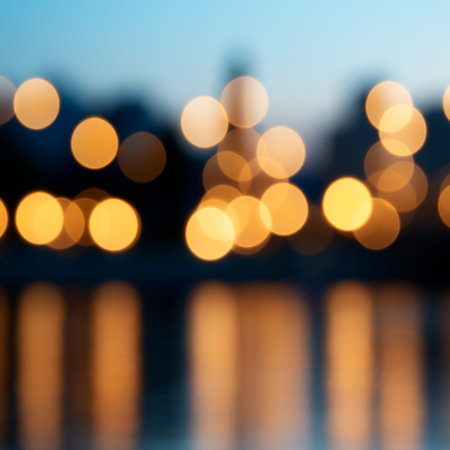 Blurred bokeh, bright lights, lighting on a dark background AI generated imageの写真素材
