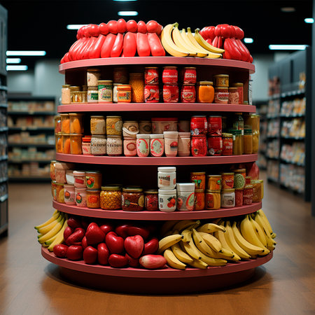 Grocery store, fruit counter, juice drinks close-up AI generated imageの写真素材
