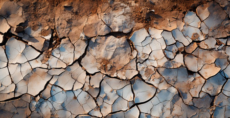 Cracked dry ground, global drought, ground texture, panoramic background AI generated image
