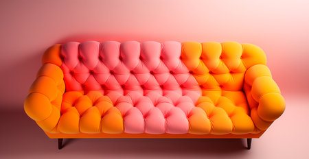 Stylish modern sofa, pastel bright background AI generated imageの写真素材