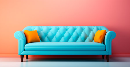 Stylish modern sofa, pastel bright background AI generated imageの写真素材