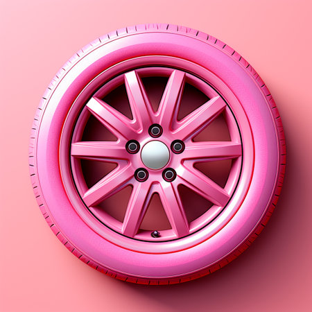 Car wheel, pastel background AI generated imageの写真素材