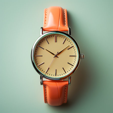 Stylish wristwatch, pastel background AI generated imageの写真素材