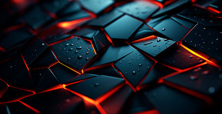 Abstract black futuristic background, panoramic texture AI generated image