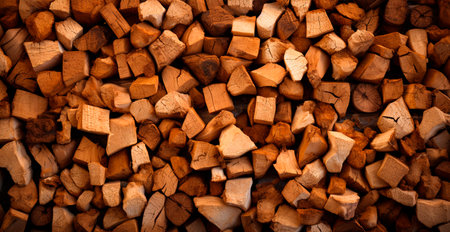 Panoramic background, wood firewood texture AI generated imageの写真素材