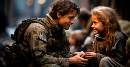 Military and children, military doctors help children, saving children AI generated image