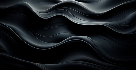 Abstract black background, wavy lines lighting AI generated image