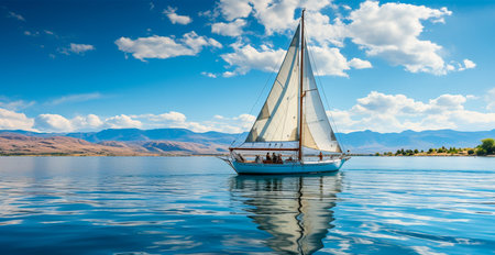 Modern yacht sailing on the sea, sailing yacht AI generated image