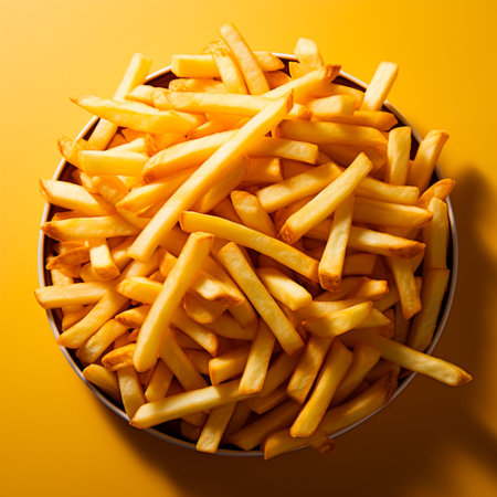 French fries, fast food plate, quick snack, junk food AI generated image