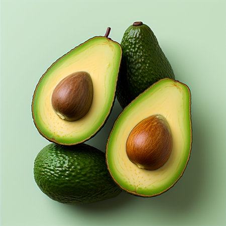 Avocado, ecological food, healthy food, isolated background AI generated image