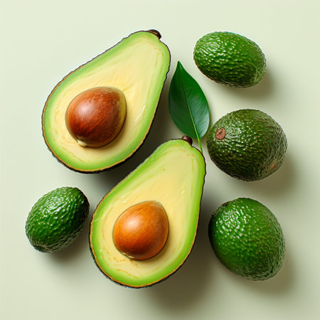 Avocado, ecological food, healthy food, isolated background AI generated image