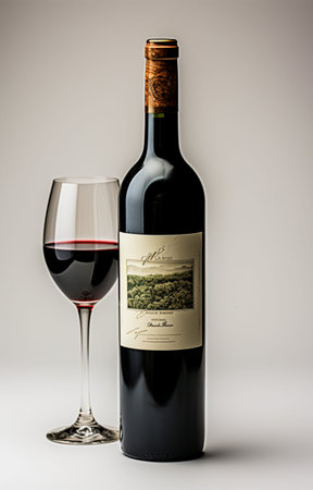 Bottle of red wine, elite delicious wine, isolated background AI generated image