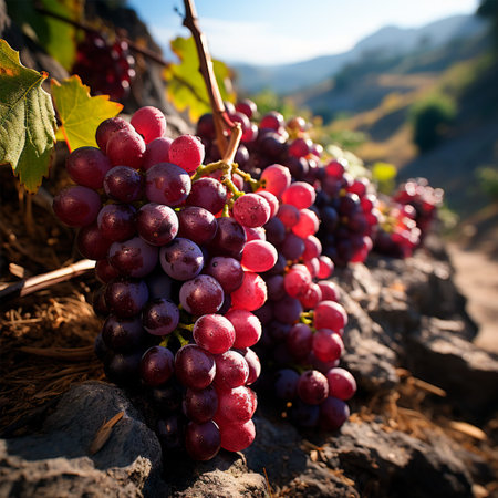 Wine vineyard, close-up grapes, future wine AI generated image