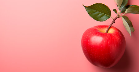 Ripe red apple on a white background AI generated imageの写真素材