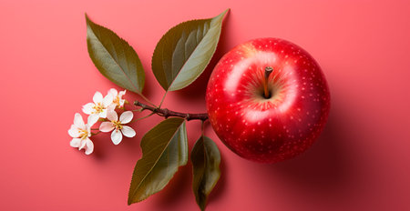 Ripe red apple on a white background AI generated image