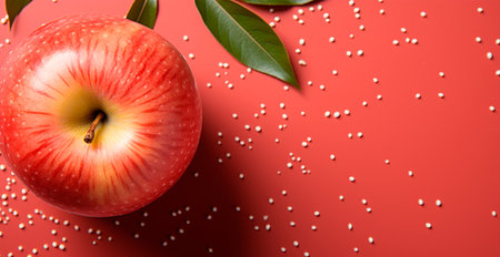 Ripe red apple on a white background AI generated imageの写真素材