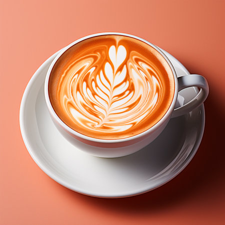 A cup of morning latte, invigorating coffee, coffee break AI generated imageの写真素材