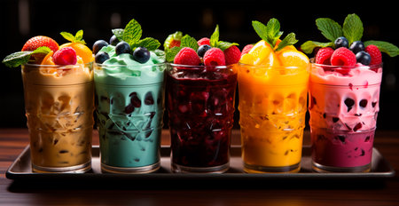 Fruit cocktails, ECO drink, fruit smoothies AI generated imageの写真素材