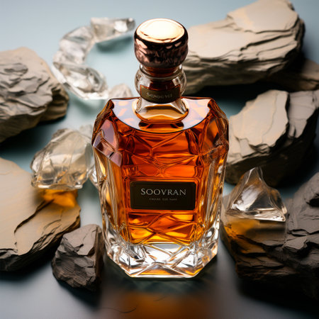 A bottle of expensive aged whiskey, strong alcohol AI generated imageの写真素材