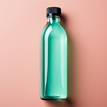 Plastic bottle of water on the table, pastel isolated background AI generated imageの写真素材