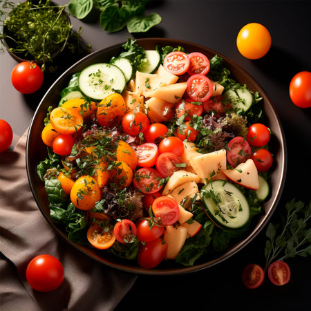 Vegetable salad, eco products, healthy eating AI generated imageの写真素材