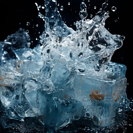 Pieces of edible ice on a black background AI generated imageの写真素材