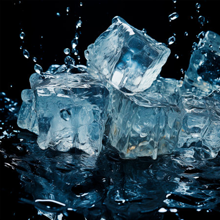 Pieces of edible ice on a black background AI generated imageの写真素材