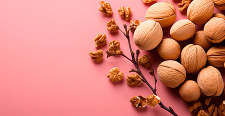 Walnut in shell on isolated background AI generated imageの写真素材