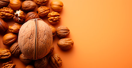 Walnut in shell on isolated background AI generated imageの写真素材